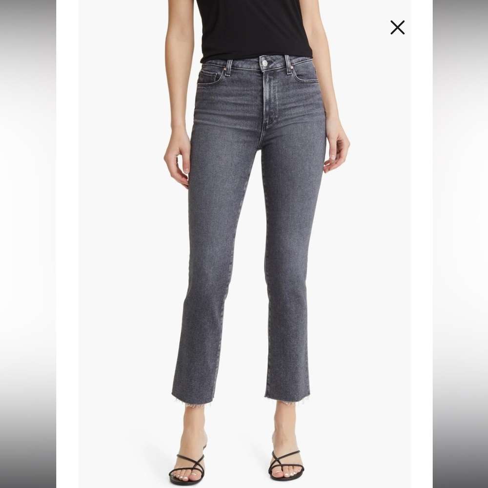 PAIGE Cindy Raw Hem High Waist Ankle Straight Leg Jeans